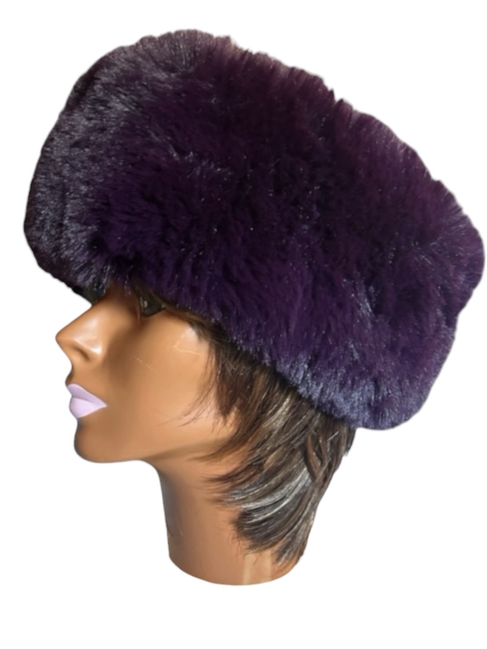 Magic Purple Luxury Faux Fur Headband Winter Hat